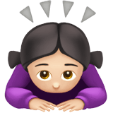 Woman Bowing Emoji with Light Skin Tone, Apple style