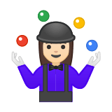 Woman Juggling Emoji with Light Skin Tone, Google style