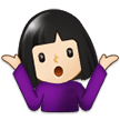 Woman Shrugging Emoji with Light Skin Tone, Samsung style