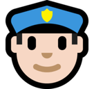 Man Police Officer Emoji with Light Skin Tone, Microsoft style