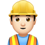 Man Construction Worker Emoji with Light Skin Tone, Apple style