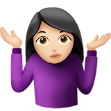 Woman Shrugging Emoji with Light Skin Tone, Apple style