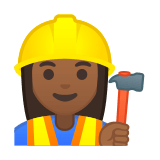 Woman Construction Worker Emoji with Medium-Dark Skin Tone, Google style