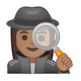 Woman Detective Emoji with Medium Skin Tone, Google style