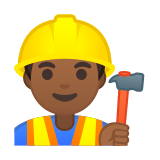 Man Construction Worker Emoji with Medium-Dark Skin Tone, Google style