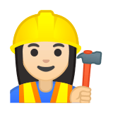 Woman Construction Worker Emoji with Light Skin Tone, Google style