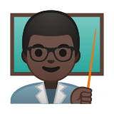 Man Teacher Emoji with Dark Skin Tone, Google style
