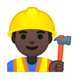 Man Construction Worker Emoji with Dark Skin Tone, Google style