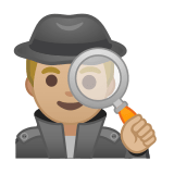 Man Detective Emoji with Medium-Light Skin Tone, Google style