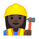 Woman Construction Worker Emoji with Dark Skin Tone, Google style