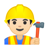 Man Construction Worker Emoji with Light Skin Tone, Google style