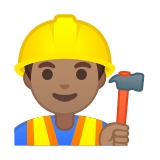 Man Construction Worker Emoji with Medium Skin Tone, Google style