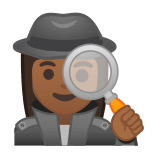 Woman Detective Emoji with Medium-Dark Skin Tone, Google style