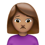 Woman Frowning Emoji with Medium Skin Tone, Apple style