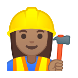 Woman Construction Worker Emoji with Medium Skin Tone, Google style