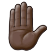 Raised Hand Emoji with Dark Skin Tone, Samsung style