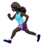 Woman Running Emoji with Dark Skin Tone, Apple style