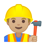 Man Construction Worker Emoji with Medium-Light Skin Tone, Google style