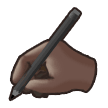 Writing Hand Emoji with Dark Skin Tone, Samsung style
