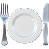 Fork and Knife with Plate Emoji, Apple style