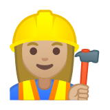 Woman Construction Worker Emoji with Medium-Light Skin Tone, Google style