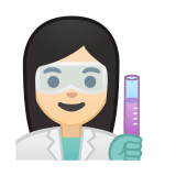 Woman Scientist Emoji with Light Skin Tone, Google style