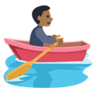 Man Rowing Boat Emoji with Medium-Dark Skin Tone, Facebook style