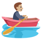 Man Rowing Boat Emoji with Medium-Light Skin Tone, Facebook style