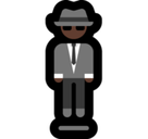 Man in Suit Levitating Emoji with Dark Skin Tone, Microsoft style