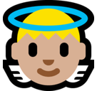 Baby Angel Emoji with Medium-Light Skin Tone, Microsoft style