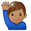 Man Raising Hand Emoji with Medium Skin Tone, Samsung style