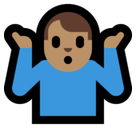 Man Shrugging Emoji with Medium Skin Tone, Microsoft style