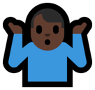 Man Shrugging Emoji with Dark Skin Tone, Microsoft style