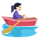 Woman Rowing Boat Emoji with Light Skin Tone, Facebook style