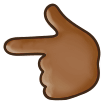 Backhand Index Pointing Left Emoji with Medium-Dark Skin Tone, Samsung style