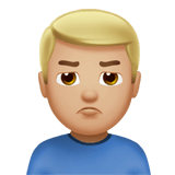 Man Pouting Emoji with Medium-Light Skin Tone, Apple style