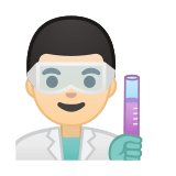 Man Scientist Emoji with Light Skin Tone, Google style