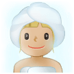 Woman in Steamy Room Emoji with Medium-Light Skin Tone, Samsung style