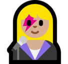 Woman Singer Emoji with Medium-Light Skin Tone, Microsoft style