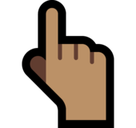 Backhand Index Pointing Up Emoji with Medium Skin Tone, Microsoft style