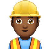 Man Construction Worker Emoji with Medium-Dark Skin Tone, Apple style