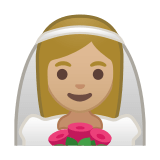 Bride with Veil Emoji with Medium-Light Skin Tone, Google style