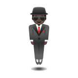 Man in Suit Levitating Emoji with Dark Skin Tone, Google style