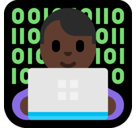Man Technologist Emoji with Dark Skin Tone, Microsoft style