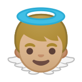 Baby Angel Emoji with Medium-Light Skin Tone, Google style