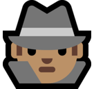 Man Detective Emoji with Medium Skin Tone, Microsoft style