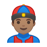 Man with Chinese Cap Emoji with Medium Skin Tone, Google style