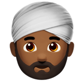 Person Wearing Turban Emoji with Medium-Dark Skin Tone, Apple style