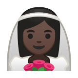 Bride with Veil Emoji with Dark Skin Tone, Google style