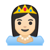 Princess Emoji with Light Skin Tone, Google style